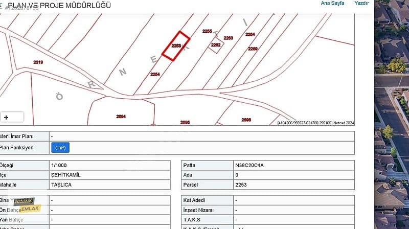 Gaziantep Taşlıca Yatırımcısına Tek Tapu Satılık Arazi